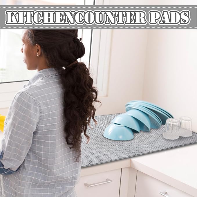 2 Pack Extra Large Microfiber Dish Drying Mat,30 x 24 Inch Super Absorbent Drying Pad,Large Size Dish Drying Mat for Countertops,Sinks,Draining Racks,Gray