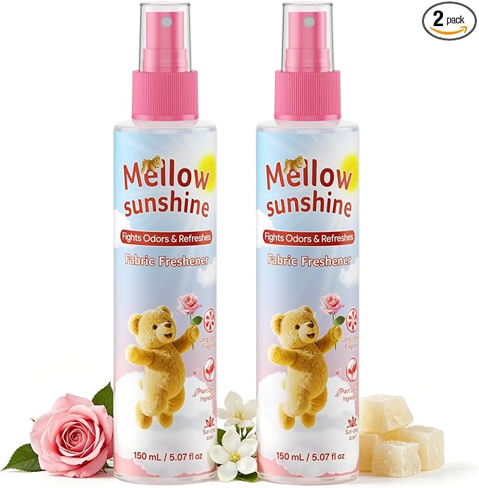 Fabric Freshener Odor Eliminator Spray, Travel Size, 5.07 oz 2 Pack | Alcohol-Free, Kids & Pets Safe, No Water Stains, Leakproof Travel Bottle, Freshens Clothes & Linens, Long-Lasting Rose Scent