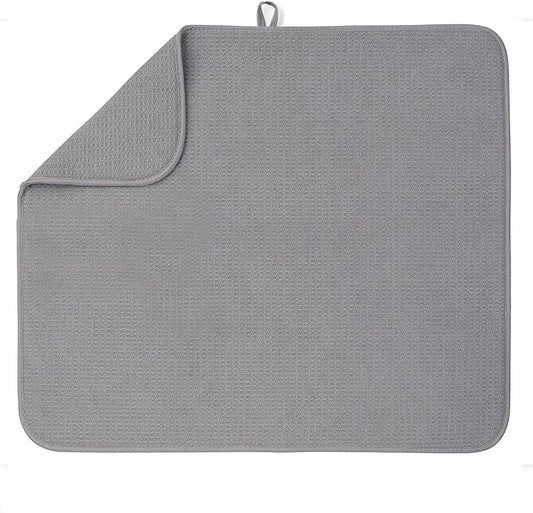 Bellemain XL Dish Mat Microfiber Dish Drying Mat, Super absorbent (Grey, 16" x 18")
