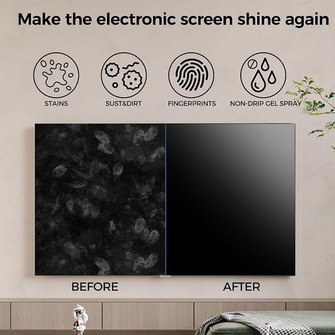 Car Screen Cleaner,TV Screen Cleaner with Wipe Cloth(200ml*2) | Streak-Free,Fast-drying,Non-Drip,Widely Applicable to Eyeglasses,Displays,Phone Screens,CD Disc,LCD LED and Electronics