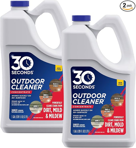 30 SECONDS Outdoor Mold & Mildew Cleaner & Stain Remover Concentrate | 128 fl. oz. | 2 Pack
