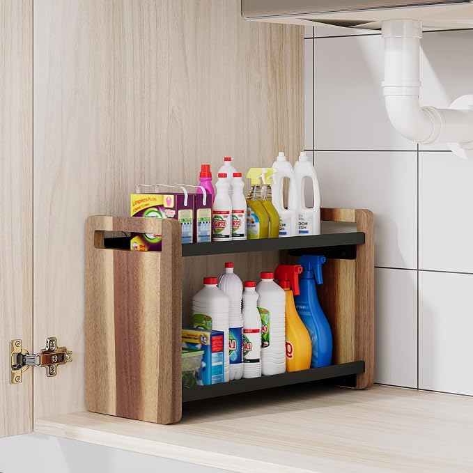 Bathroom Counter Organizer,Bathroom Counter Shelf,Bathroom Organizers,Organizers and Storage,Under Sink Organizer,Cologne Organizer for Men,Cologne Cabinet,Vanity Shelf(Acacia 2 Tier)