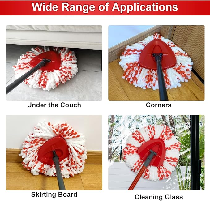 3 Pack Deep Clean Refill Compatible with O Ceda EasyWring Spin Mop & Bucket System Microfiber Mops Heads Refill for Oceda Easywring 1 Tank Spin Mop System, 40% More Cleaning Power, Scrub Pad