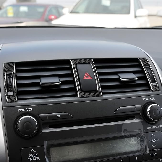 Center Vent Knob Trim for Toyota Corolla 2009-2013 Accessories Black | Soft Carbon Fiber | Upgrades for Car | Only for Left-Hand Drive | Anti-Scratch | Sporty Style