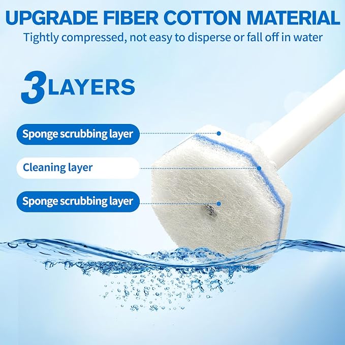 Disposable Toilet Brush Set - Toilet Bowl Wand Refills with Toilet Cleaners, Disposable Brush Heads with 5X Cleaning Power, Includes 60 Refill Heads for Clorox Toilet Brush, Wand & Storage Caddy