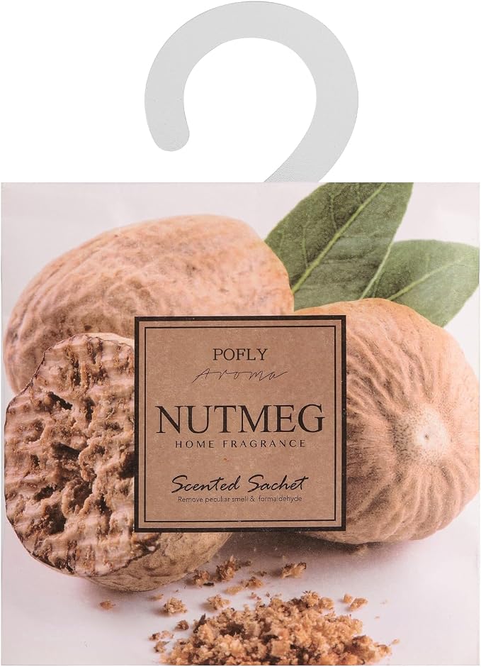 12 Pack Nutmeg Scented Sachets, Air Freshener for Home & Small Spaces | Hanging Sachet Bags with Retractable Hook; Closet Deodorizer & Odor Eliminator for Drawers, Shoe Cabinets, Cars & Luggage