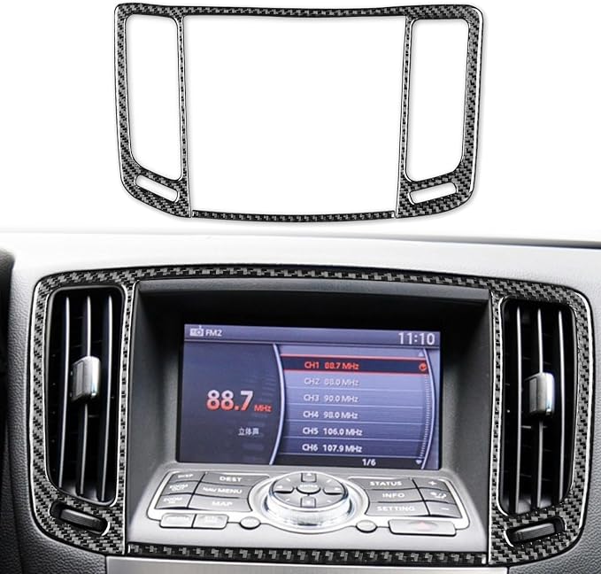 Real Carbon Fiber Trim for Infiniti Accessories | for G35 G37 G25 Q60 Q40 2007-2015 X S Sedan Coupe Convertible Dash Navigation Air Vent Frame Interior Thick Overlay Decal
