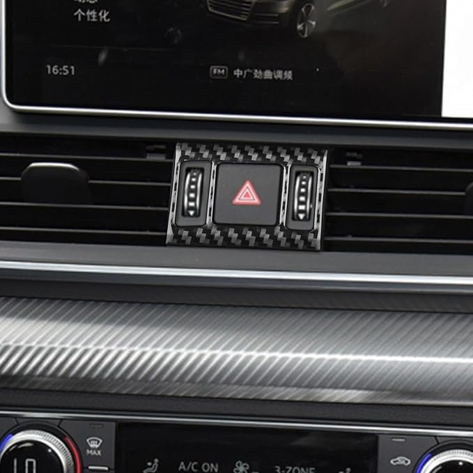 Real Carbon Fiber Trim for Audi 80A Q5 Accessories | for SQ5 2018-2025 Dash Warning Light Button Panel Frame Cover Sticker Interior Thick Overlay Decal