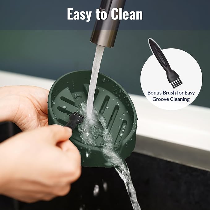 NiHome Silicone Sponge Holder for Kitchen Sink, Fits Scrub Daddy Mommy | Self-Draining Dispenser Organizer Tray, Sink Caddy Countertop Fits Soaps, Scrubber, Dishwasher Safe,Includes Brush,Dark Green