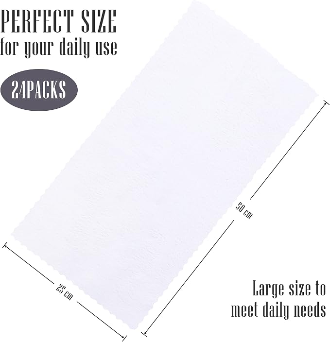 Sunny zzzZZ 24 Pack Kitchen Dishcloths - Does Not Shed Fluff - Reusable Dish Towels, Dish Cloths, Super Absorbent Coral Fleece Cleaning Cloths, Nonstick Oil Washable Fast Drying, 10 x 20 Inch (White)