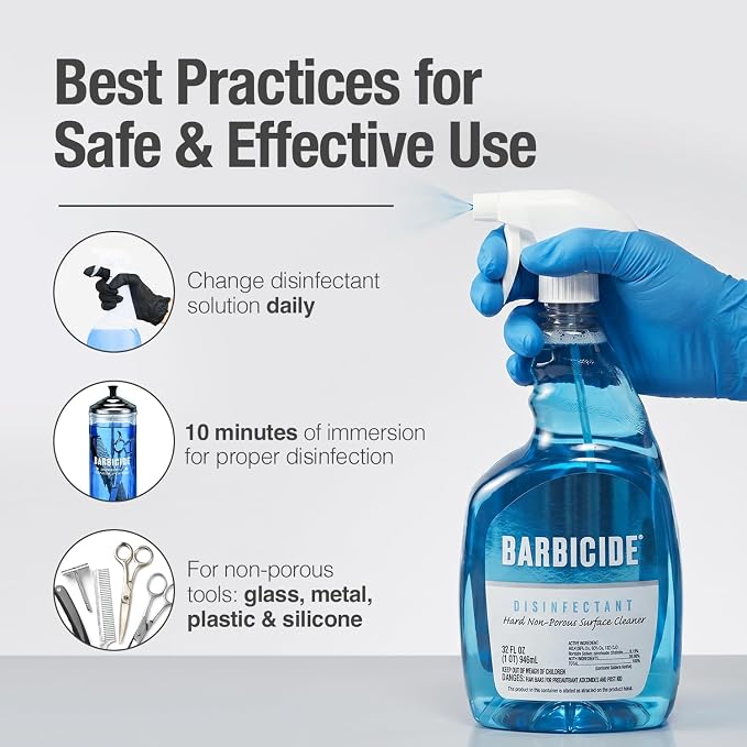 BARBICIDE Disinfectant Spray, 2 oz Bottles (Pack of 6) – EPA Registered, Ready-to-Use Professional Salon & Barber Tool Disinfectant