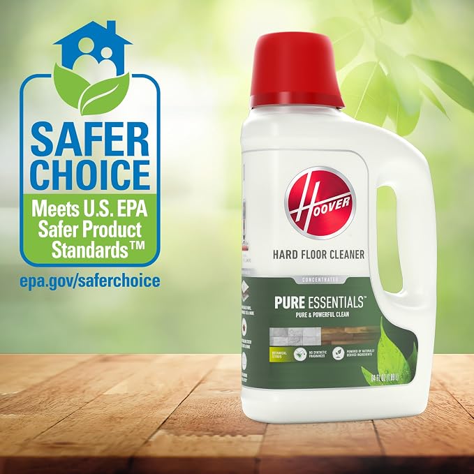 Hoover Pure Essentials Hard Floor Cleaner Solution, 64 oz | Botanical Citrus Scent, Plant-Based Formula, No Synthetic Fragrance, Pair With Hoover Hard Floor Cleaner Machine