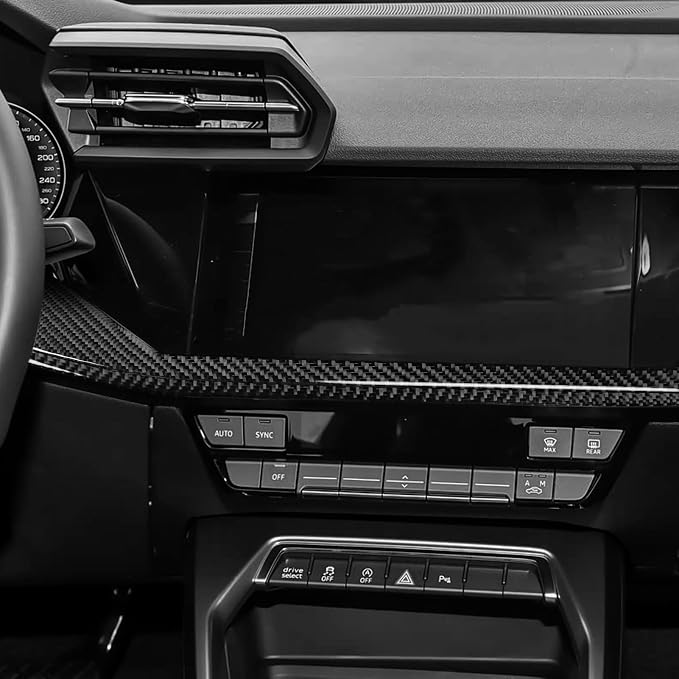 Carbon Fiber Center Console Decals Fit for Audi A3 8Y S3 2021-2025 | Center Console Trim Passenger Dash Cover | Accessories | Anti-scratch | Self-adhesive
