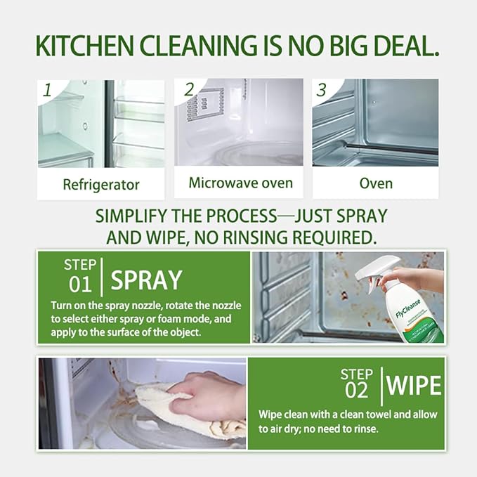 lon Kitchen Cleaner Stain Remover Spray, Kitchen Multi-purpose Foam Cleaner Spray, Kitchen Oil Stains Cleaner for Appliance, Oven, Stove, Range Hood (120ML)
