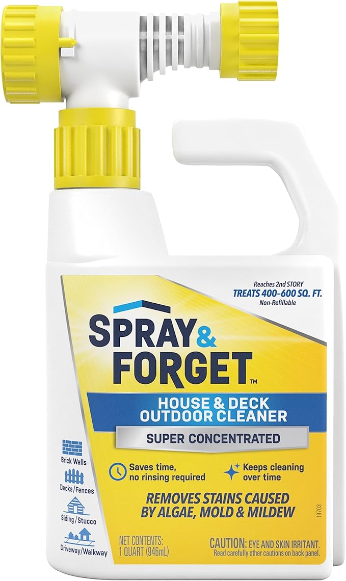 Spray & Forget House & Deck Outdoor Cleaner - Hose End Adapter - Stain Remover - 1 Quart