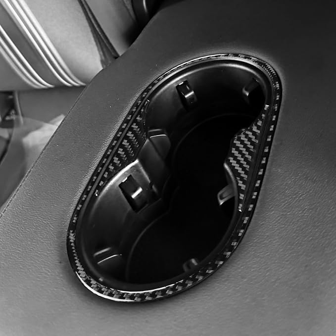 Carbon Fiber Rear Hidden Cup Decals Fit for Audi A3 8Y S3 2021-2025 | Rear Hidden Cup Holder Panel Trim | Accessories | Anti-scratch | Self-adhesive