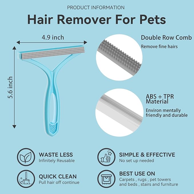 Lint Remover 3-Pack, Pet Fur Remover, Carpet Rake, Lint Brush | Pet Hair Lint Remover, Fur Removal, Lint Brush, Portable Carpet Scraper, Clothes, Car Mats, Couch, Pet Bed, Furniture