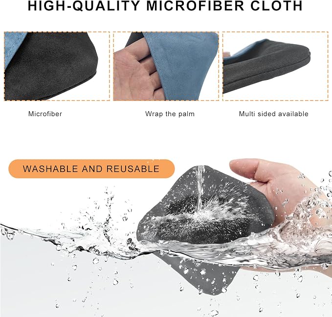 Car Screen Cleaner, Square Microfiber Cloth Non-Scratch Auto Touchscreen Cleaning Wipes, Foldable Touch Screen Pad Universal Cleaning Tool for Vehicle Dashboard Display (Blue & Gray)