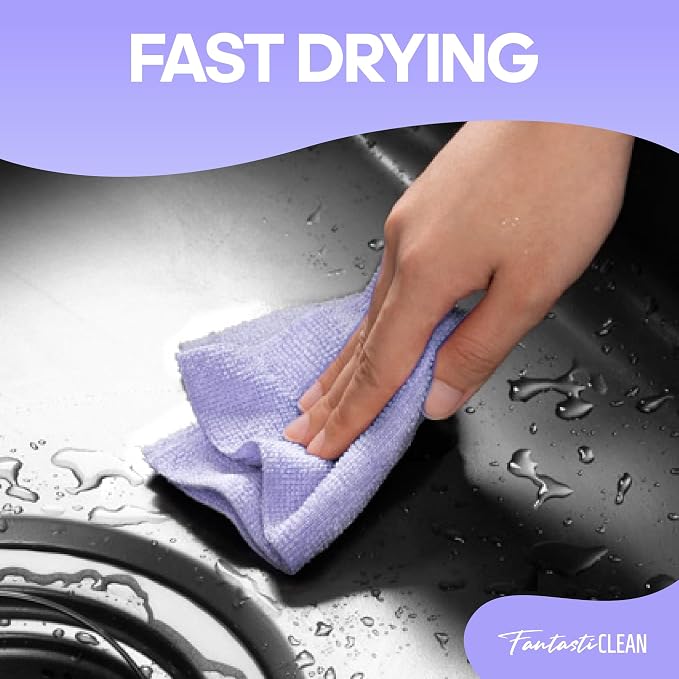 Fantasticlean Microfiber Cleaning Cloth Roll 2 Rolls 120 Pack, Tear Away Paperless Towels, 8" x 8", Reusable Washable Rags, House Kitchen, Pet, Office, Indoor Outdoor, Portable (Pink and Light-Purple)