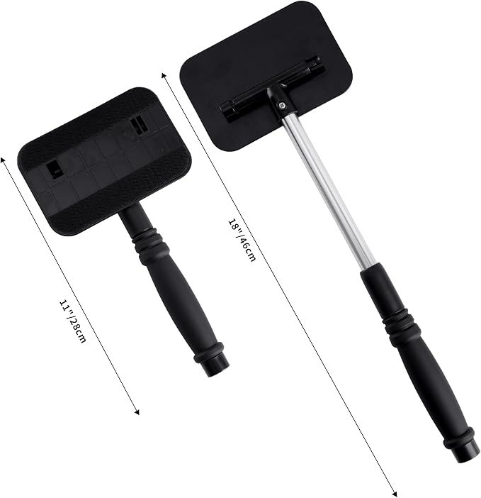 POLYTE Pivoting Windshield Glass Cleaning Tool Extendable Aluminum Handle | 3-Lint Free Microfiber Covers, Spray Bottle, Mesh Bag