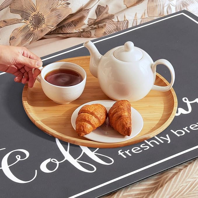 Findosom Dish Drying Mat, 16"x 24" Super Absorbent & Hide Stain Coffee Mat, Cuttable Drying Mat for Kitchen Counter, Coffee Bar Accessories, Under Dish Rack, Coffee Maker, Espresso Machine, DarkGrey