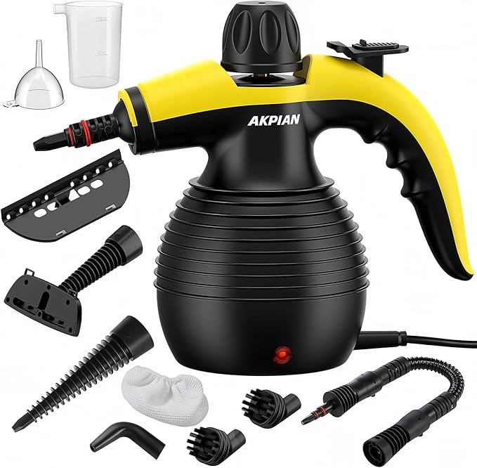 Handheld Steam Cleaner, 221°F Steamer with 10 Accessories & Safety Lock