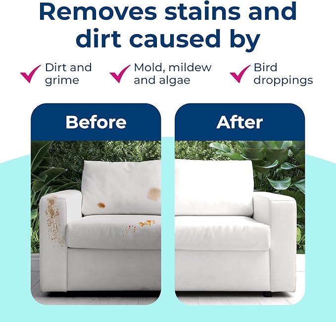 Carbona Oxy Powered Outdoor Cleaner with Built-In Brush (22 Fl Oz), Spot Cleaner for Outdoor Furniture, Rugs & Decks, 2-in-1 Sponge & Bristle Brush