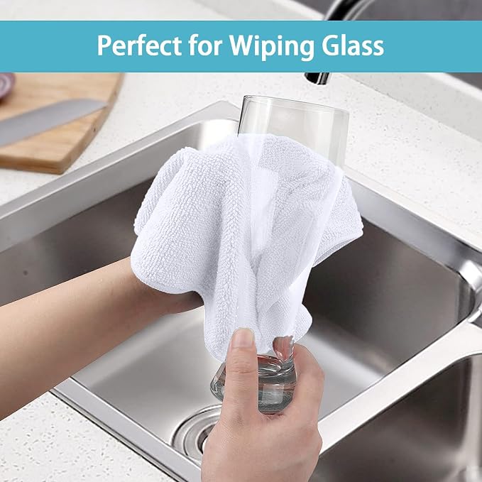 HOMEXCEL White Microfiber Cleaning Cloth 400 Pack, Microfiber Towel for Cars, Lint Free, Scratch-Free, Highly Absorbent, and Cleaning Rags for House, Window and Glass, Cars, TV Screen 11.5 X11.5 inch