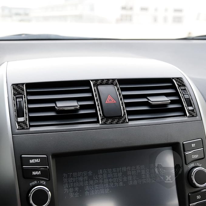 Center Vent Knob Trim for Toyota Corolla 2009-2013 Accessories Black | Soft Carbon Fiber | Upgrades for Car | Only for Left-Hand Drive | Anti-Scratch | Sporty Style