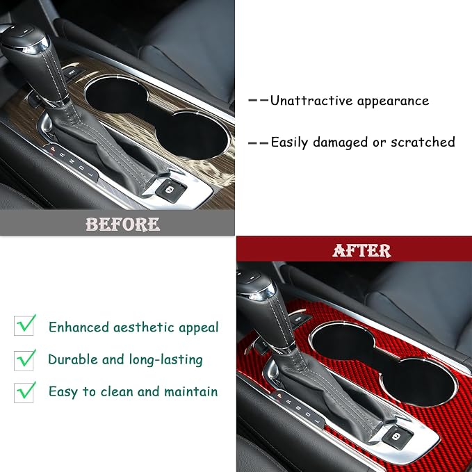 Real Carbon Fiber Trim for Chevy Malibu 9th Gen Accessories | for 2016-2024 Gear Shifting Panel Cover Sticker Interior Thick Overlay Decal
