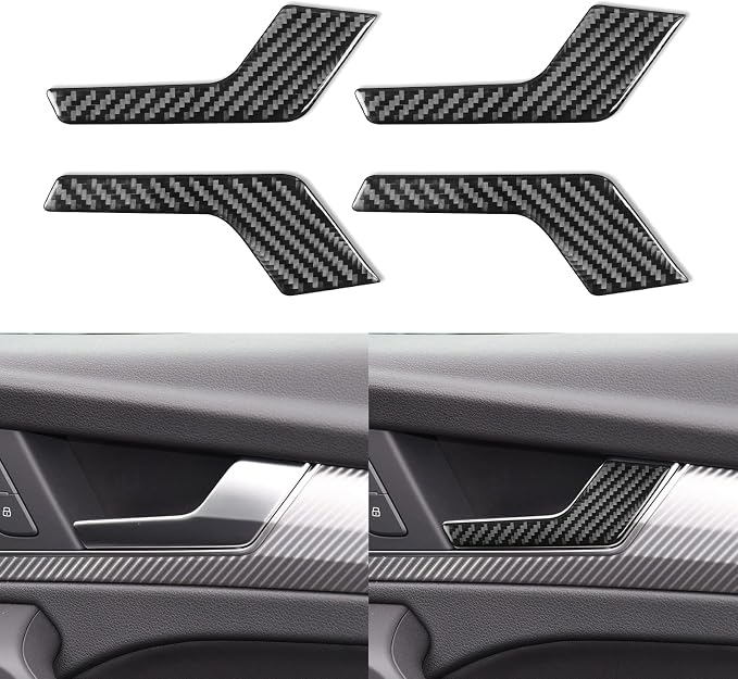 Real Carbon Fiber Trim for Audi 80A Q5 Accessories | for SQ5 2018-2025 Dash Door Inner Handle Panel Cover Sticker Interior Thick Overlay Decal