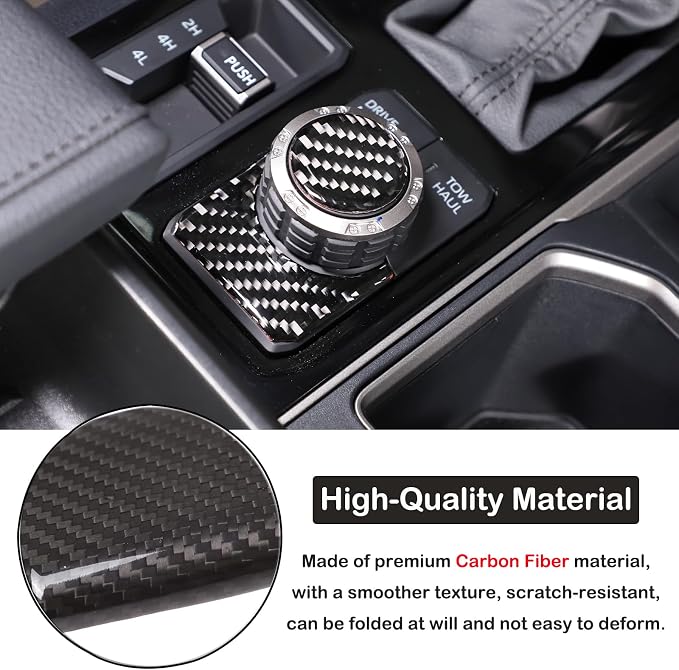 Aunginsy Drive Control Mode Trim Sticker Compatible with Tundra/Sequoia 2022-2025 Center Console Multimedia Control Knob Switch Button Cover Sound Volume Knob Decoration Carbon Fiber Accessories