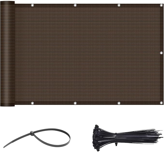 LOVE STORY 3.3' x 19.7' Balcony Privacy Screen Cover for Apartment, Brown | HDPE Fabric, 95% UV Block, Fence Cover for Patio Deck, Railing Screen for Porch, Privacy Protective, Custom Size Available