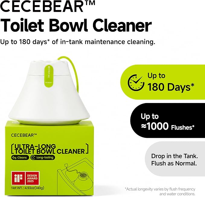 In-Tank Toilet Cleaner Bottle, Automatic Toilet Bowl Cleaners for Hard Water Stains, Septic System Friendly, Long Lasting Up to 180 Days / 1000+ Flushes