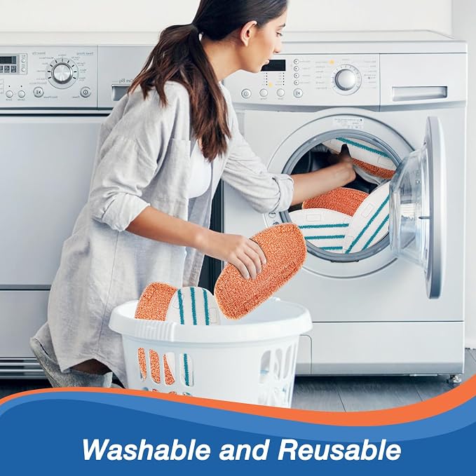 8 Pack Steam Mop Replacement Pads for PurSteam 10-in-1 & ThermaPro 211 | Includes 4 microfiber pads and 4 upgraded cleaning pads; Washable and reusable for wood, ceramic, laminate and marble floors.