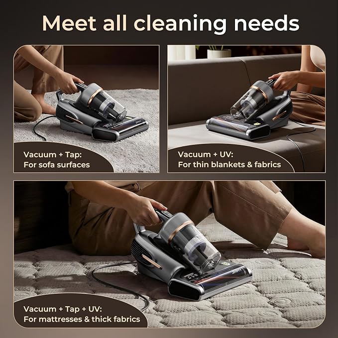 Jimmy BX7 Pro Mattress Vacuum Cleaner, Bed Vacuum Cleaner with UV-C & Ultrasonic & 5s Quick Heating, 16Kpa Suction 480W Handheld Vacuums for Dust & Pet Hair with HEPA(Gray, Corded)