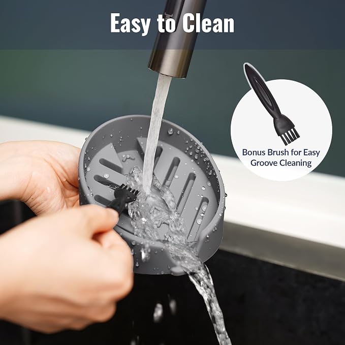 NiHome Silicone Sponge Holder for Kitchen Sink, Fits Scrub Daddy Mommy | Self-Draining Dispenser Organizer Tray, Sink Caddy Countertop Fits Soaps, Scrubber, Dishwasher Safe, Includes Brush,Dark Gray