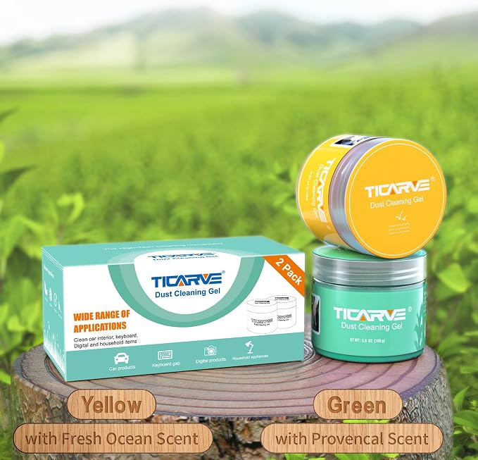 TICARVE 2pack Cleaning Gel for Car Putty Slime Car Accessories Cleaner Kit | Car Interior Cleaner Kits Auto Detail Putty Tools Detail Kit Keyboard Office Laptop Dust Remover Reusable Gift For Men Women