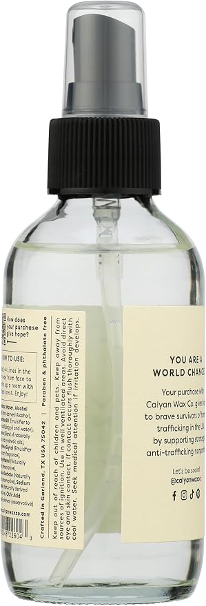 Calyan Wax Co. Vetiver & Tonka Room Spray - Natural Room Deodorizer | Long Lasting Clean Air Freshener - Room Spray for Luxurious Home Fragrance - Bedroom, Bathroom & Car Spray - 4 fl oz