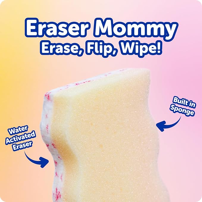 Scrub Daddy Eraser Mommy Sponges 45x - Water-Activated Cleaning Sponge with FlexTexture Scrubbing Gems - 3-in-1 Erase, Scrub, Wipe Tool for Walls, Doors, Baseboards, Hard Surfaces (6 Count)
