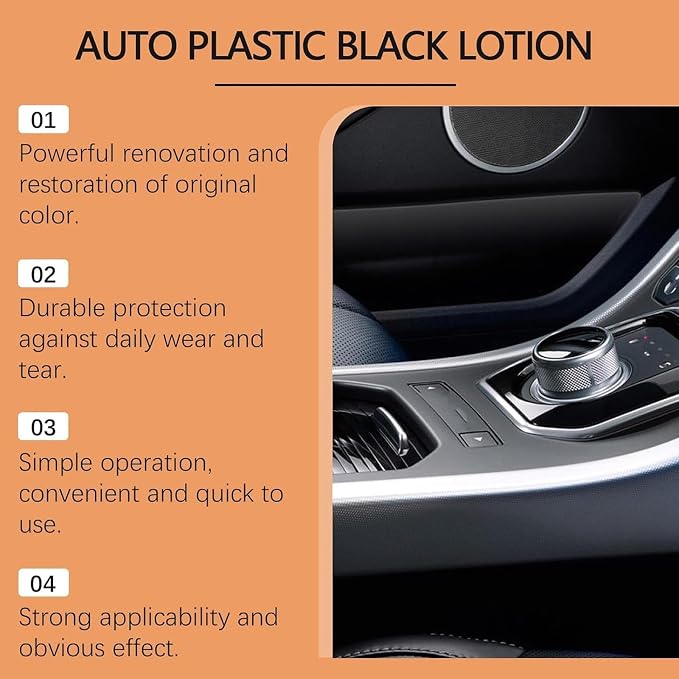 Auto Plastic Restorer Kit, 100ml Car Interior Care Restorer Kit with Sponges, Auto Plastic Black Lotion, Interior Scratch Remover Cleaner, Can Restore The Luster Of Faded Plastics and Rubbers (1pcs)