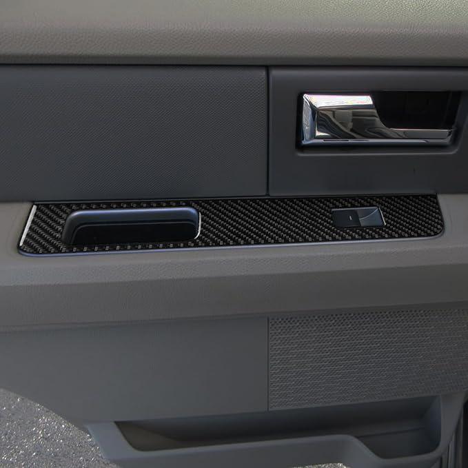Rear Door Window Lift Panel Trim Fit for Ford Expedition 2007-2014 | Real Premium Carbon Fiber | Rear Door Window Switch Control Panel Decorations | Accessories | Anti-scratch | Self-adhesive
