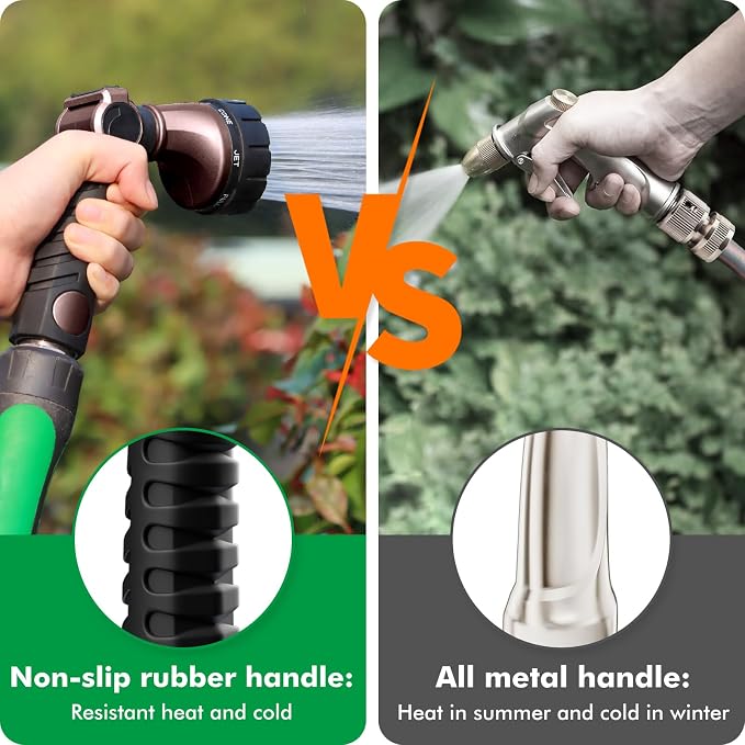 RESTMO Heavy Duty Hose Nozzle, Metal Garden Water Hose Sprayer | 7 Watering Patterns, Easy Thumb Control, On Off Valve, leak proof Nozzle Sprayer for Watering Plants, Washing Car & Pet