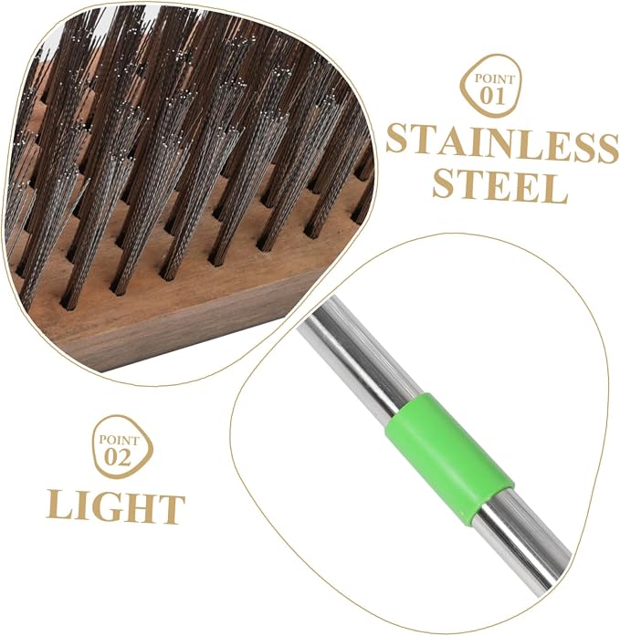 LIOOBO Stainless Steel Scrub Brush: 1.2m Heavy-Duty Wire Bristle Brush for Tough Stains - Outdoor Use on Decks Patios & Concrete - Commercial Cleaning Tool