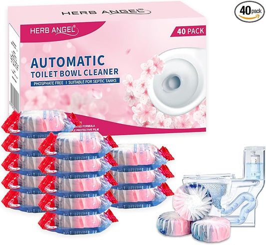 Toilet Bowl Cleaner Tablets with Dual Scent, Long Lasting Toilet Bowl Cleaner Tablets with Sustained-Release Technology, Septic Safe Toilet Bowl Cleaner Tabs for Deodorizing & Descaling,40pcs