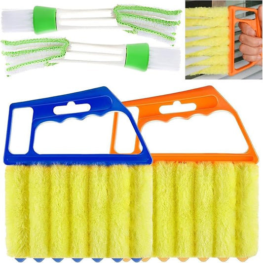 4Pcs Window Venetian Blind Cleaner Duster Tool,Venetian Washable Mini Handheld Brush,7 Fingers Dusting Cleaner and Air Vent Cleaner for Wood Blinds,Air Conditioner Vents,Fans Vents