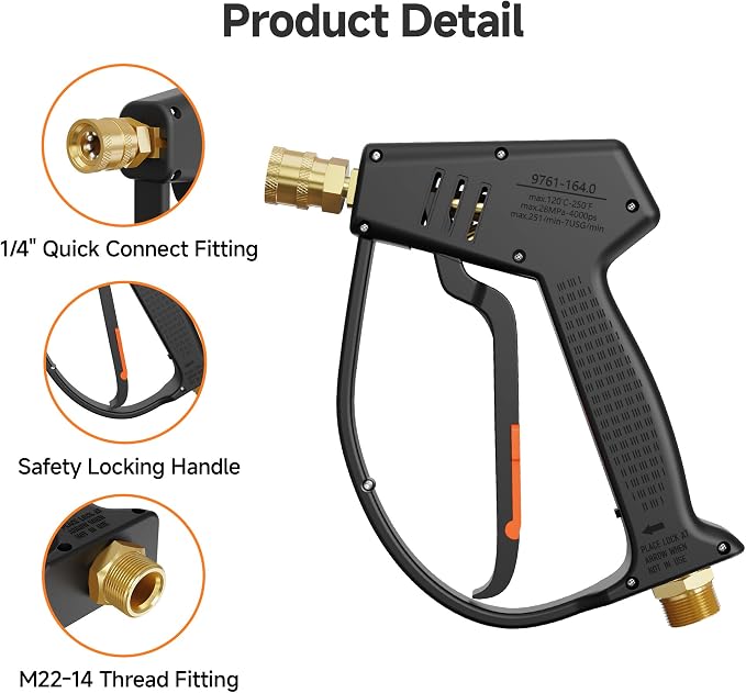 Giraffe Tools Pressure Washer Short Gun for Car Wash