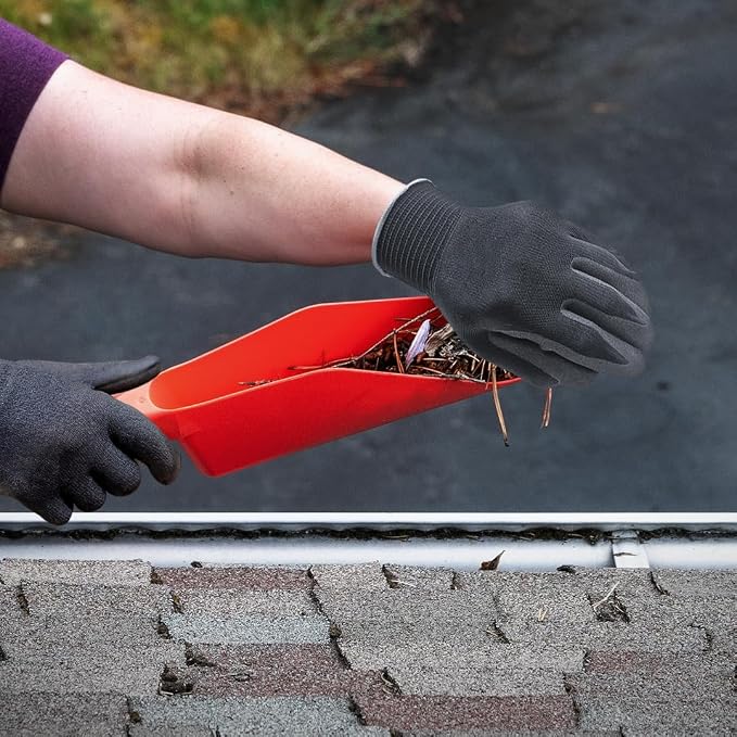 Gutter Scoop Cleaning Tools - Easy Removal of Leaves and Dirt - Deep Curved Gutter Scooper Shovel for Leaves & Debris, High-Impact Polypropylene, Ergonomic Handle, Fits Most Rain Gutters