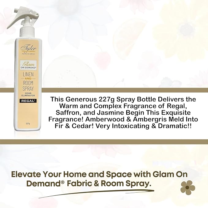 Tyler Glam on Demand - Regal Scent Linen and Room Spray 2 Pack - Air Freshener and Odor Eliminator Bundle with Stain Remover Pen - Laundry Bundle