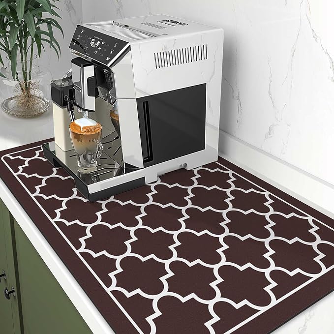 WISELIFE Dish Drying Mat Super Absorbent Drying Mat Large Dish Drying Mats for Kitchen Counter Easy Clean Dish Mat Kitchen Drying Mat16"x 24" Stylish Chocolate